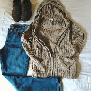 NY&Co Heathered Oatmeal Champagne Sequin Tank